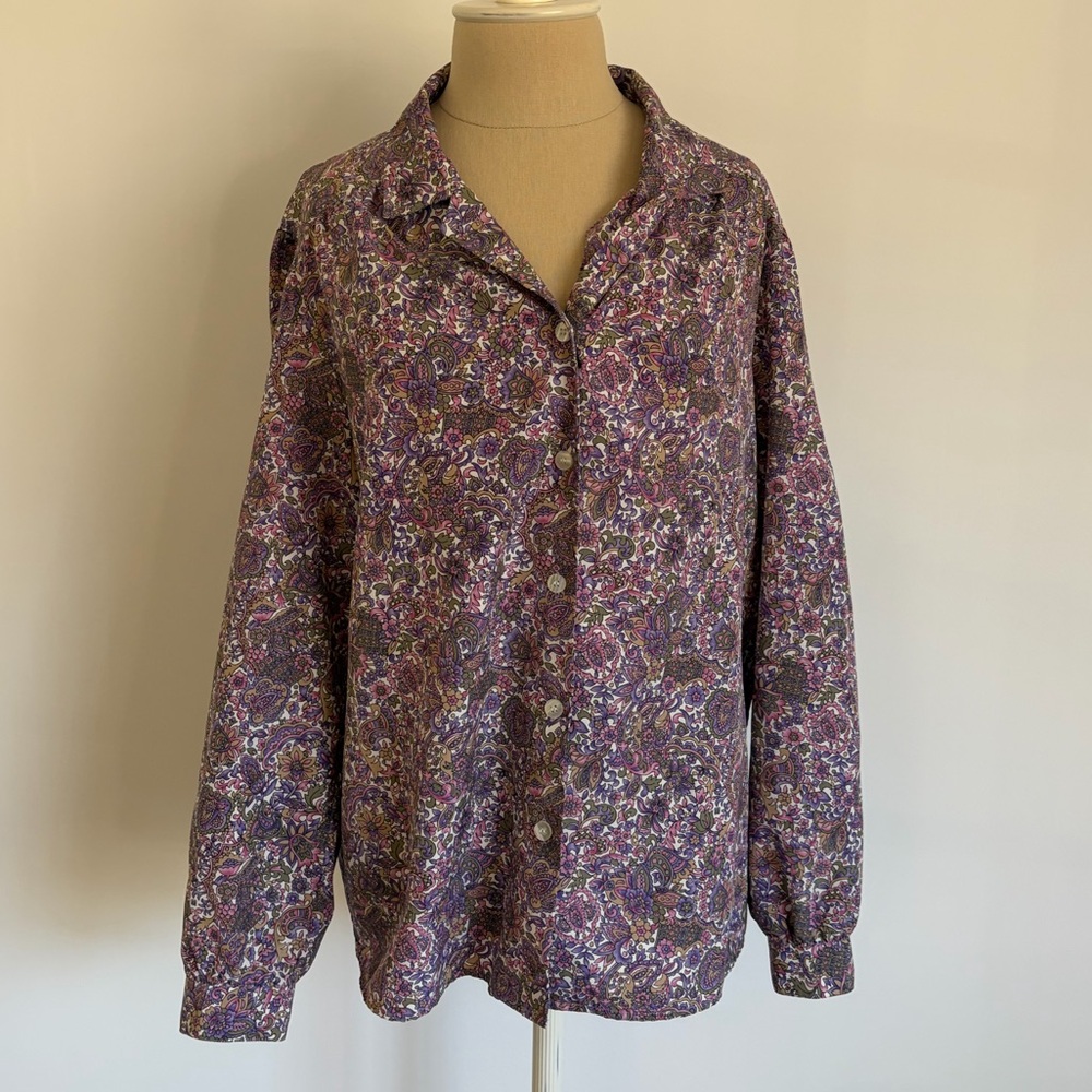 Haberdashery Button Up Shirt Multicolor Floral Paisley Long Sleeve 14